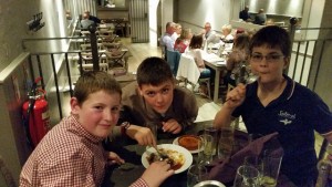 Having dessert with Harry and Noah
