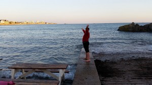 Playing at the Diqu Shack with a very high tide
