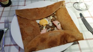 This was Dad's galette, mine looked similar but with only ham and cheese