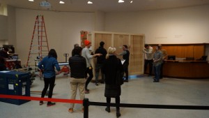 setting up a new exhibition.