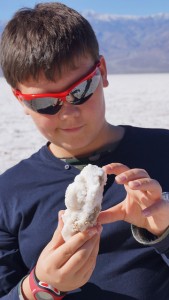 Me holding crystalline salt.
