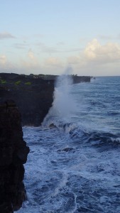 the water hiting the rockes